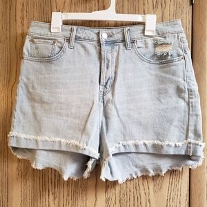 High Rise Jean Distressed Cutoffs Wild Fable Shorts Size 14 Button Fly Stretch